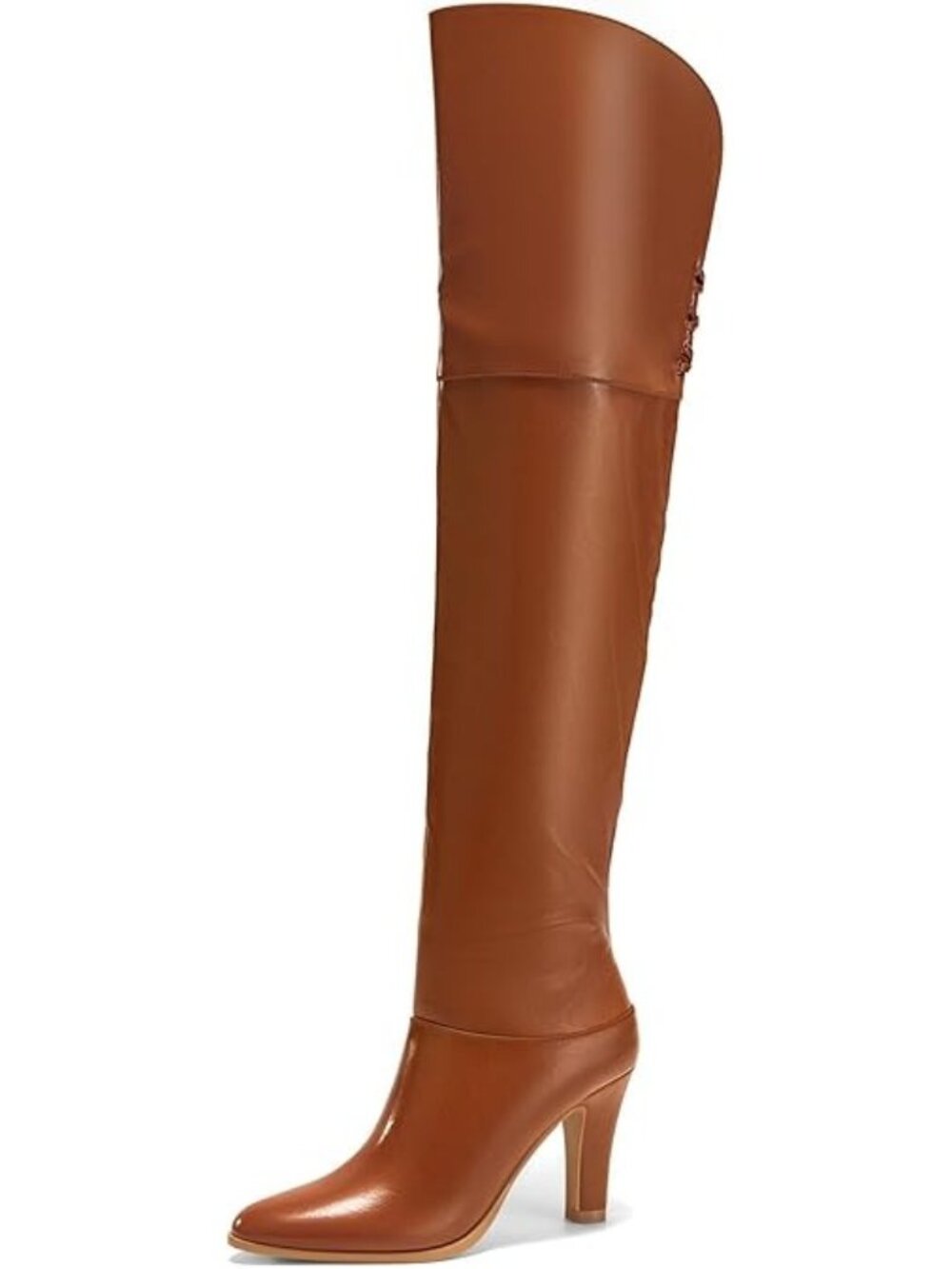 Coutgo Size 9.5 Boots Thigh High Light Brown Wide Calf Over The Knee Pointed Toe